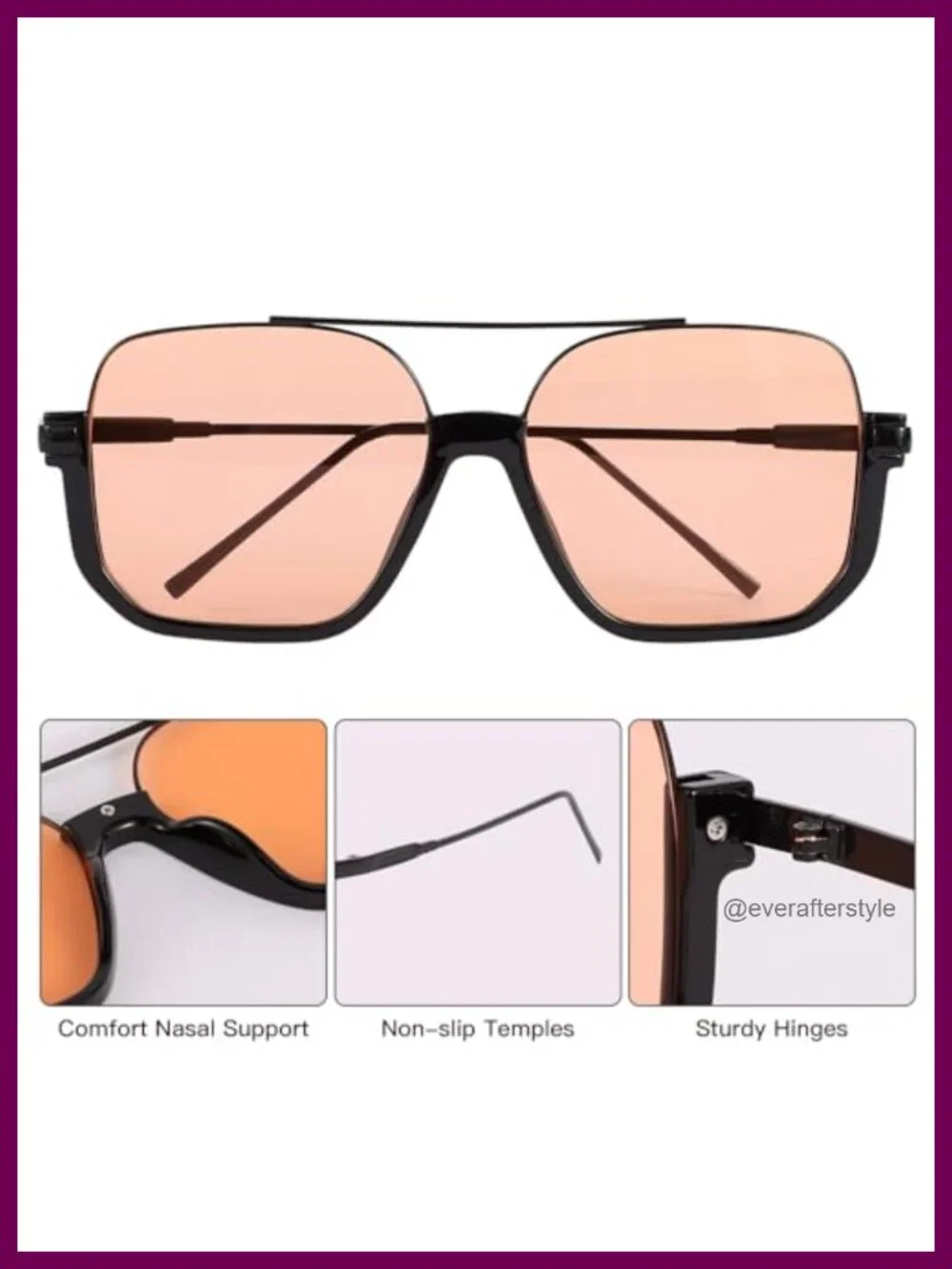 Retro Oversized Square Sunglasses 3 Pack UV Protection
